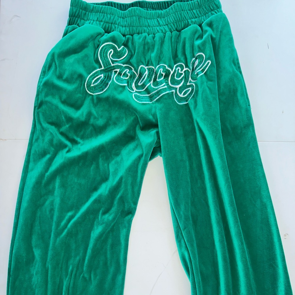Rue21 Green Savage Velvet Track Pants